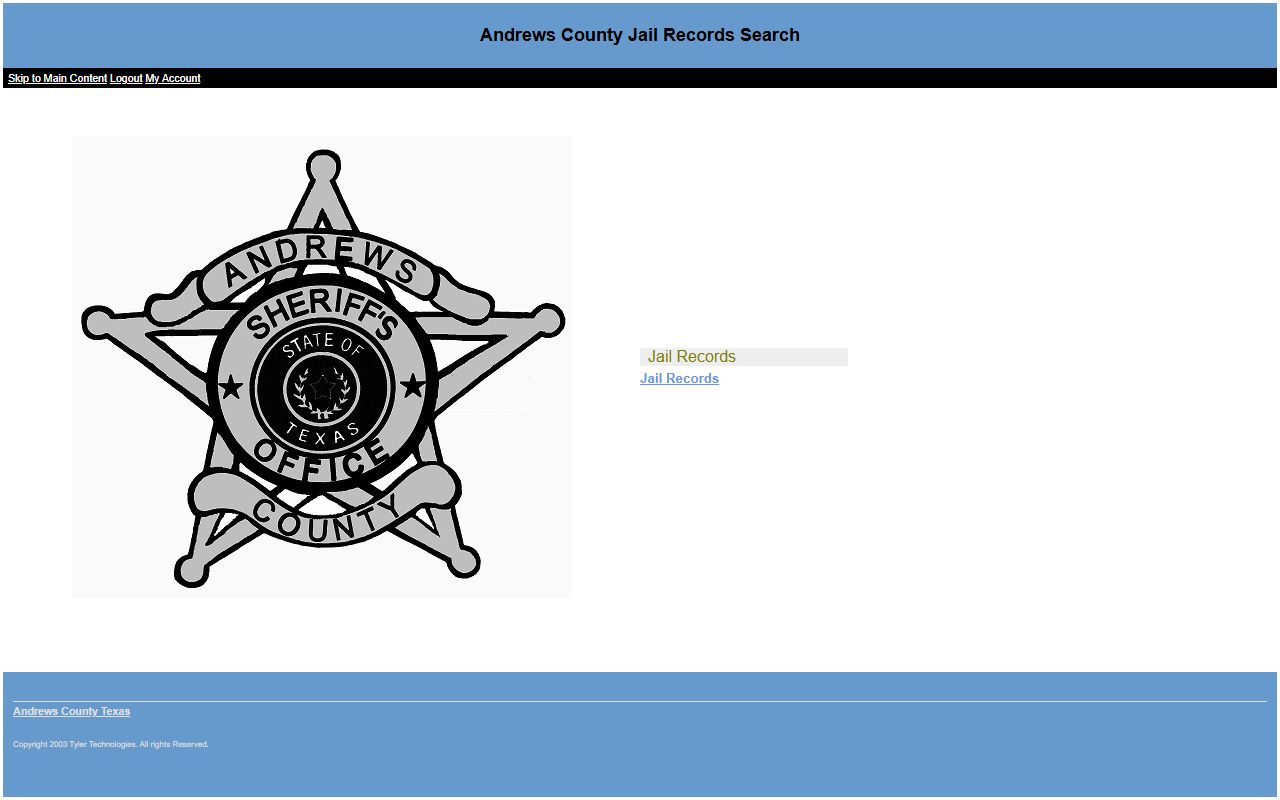 Andrews County inmate records Tyler PublicAccess jail records portal
